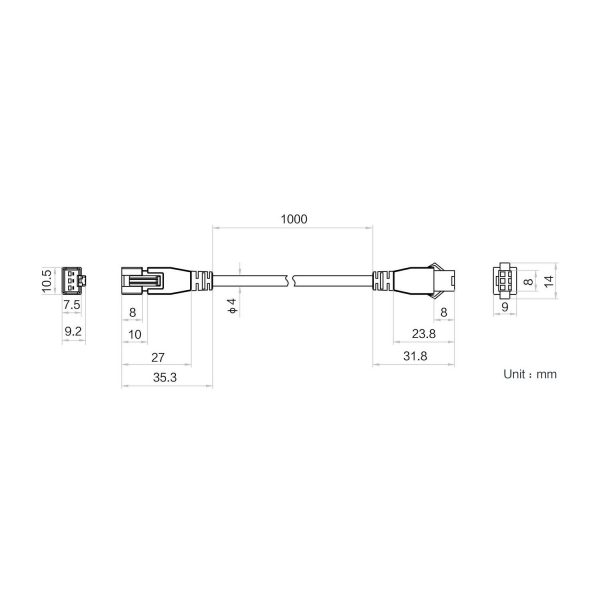 HIKROBOT Light Source extension cable, SMR-03V-B to SMR-03V-BC, 1m - Image 2