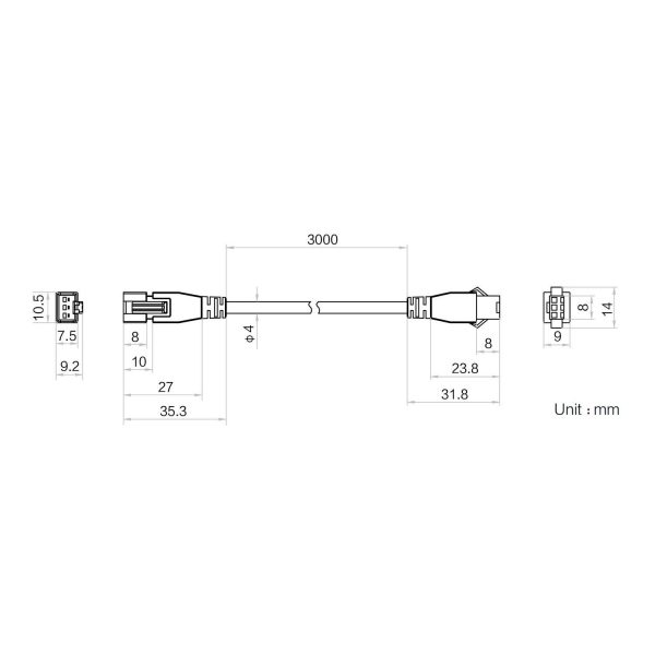 HIKROBOT Light Source extension cable, SMR-03V-B to SMR-03V-BC, 3m - Image 2