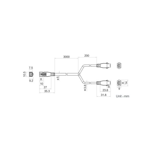HIKROBOT Light Source extension cable, SMR-03V-B to SMR-03V-BC, 3m - Image 2