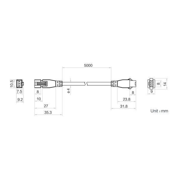 HIKROBOT Light Source extension cable, SMR-03V-B to SMR-03V-BC, 5m - Image 2