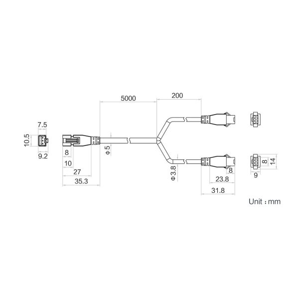 HIKROBOT Light Source extension cable, SMR-03V-B to SMR-03V-B, 5m - Image 2