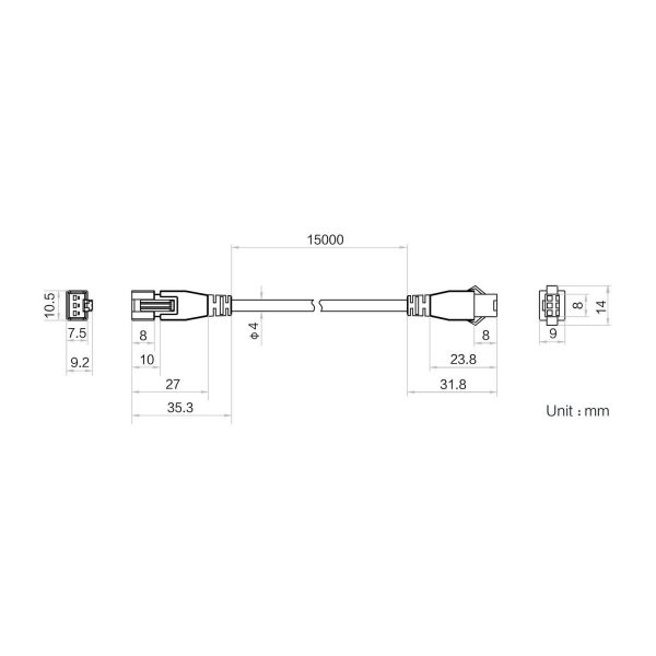 HIKROBOT Light Source extension cable, SMR-03V-B to SMR-03V-BC, 15m - Image 2